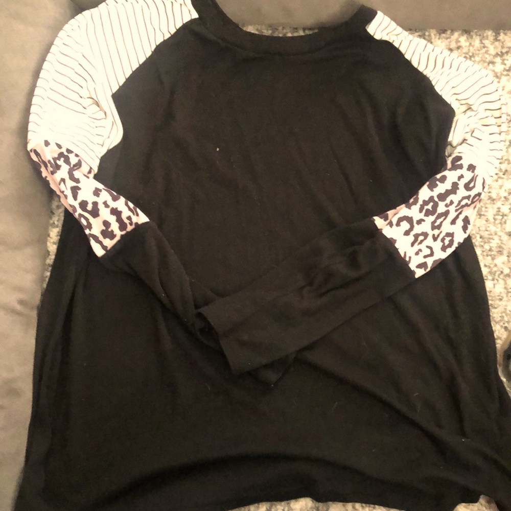 Long Sleeve stripe and Leopard shirt